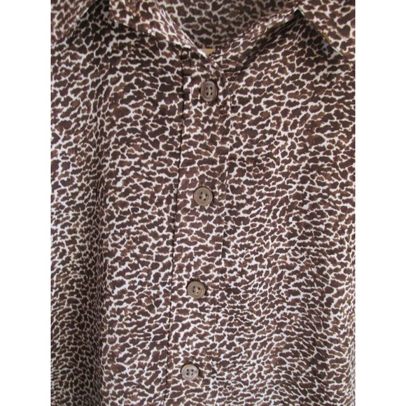 Ann Taylor Women's Brown Animal Print Roll Tab Sleeve Blouse Size 12 - Picture 4 of 11